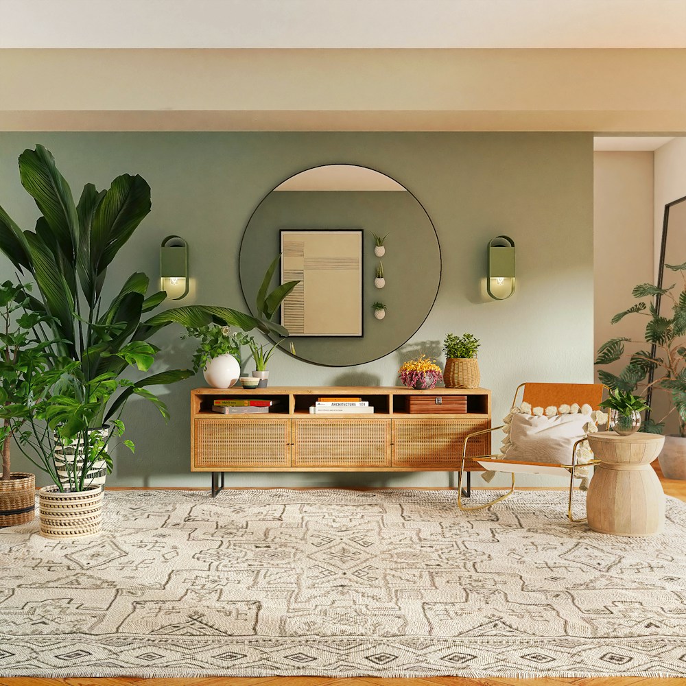Airy, organized living room with warm Florida sunlight